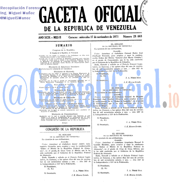 Gaceta Oficial 29663 del 17 Noviembre 1971