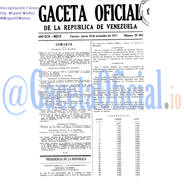 Gaceta Oficial 29664 del 18 Noviembre 1971