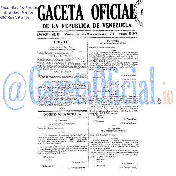 Gaceta Oficial 29669 del 24 Noviembre 1971