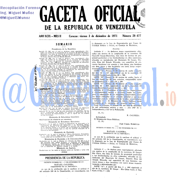 Gaceta Oficial 29677 del 3 Diciembre 1971