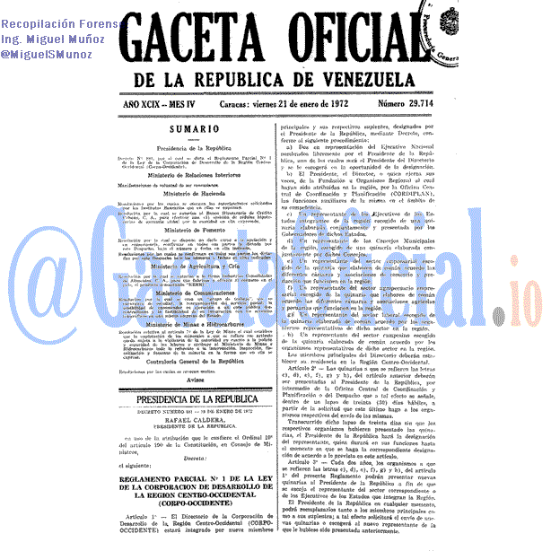 Gaceta Oficial 29714 del 21 Enero 1972