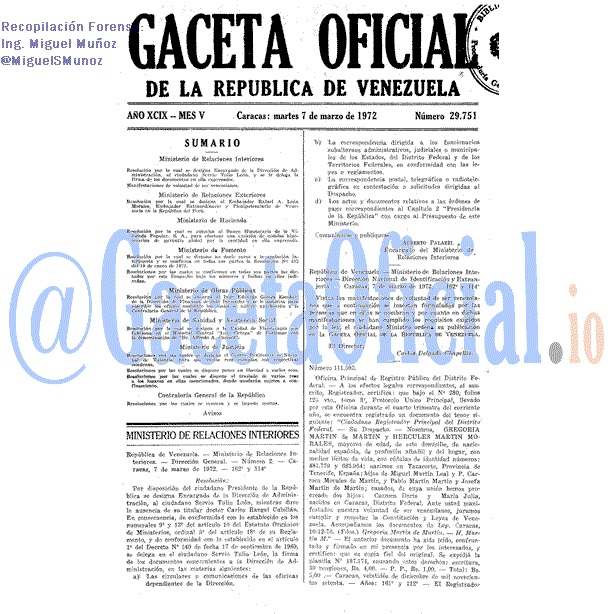 Gaceta Oficial 29751 del 7 Marzo 1972
