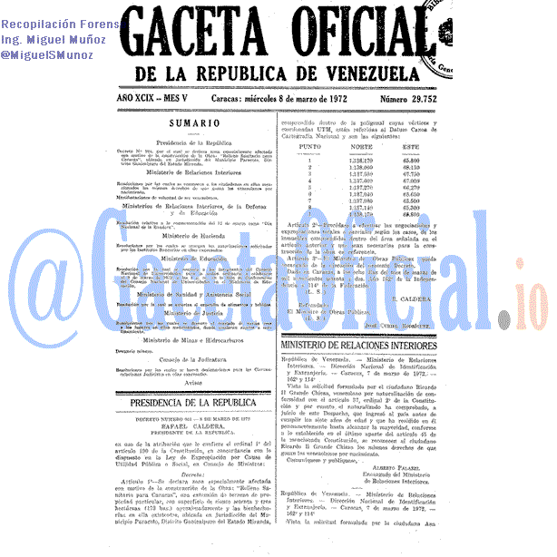Gaceta Oficial 29752 del 8 Marzo 1972