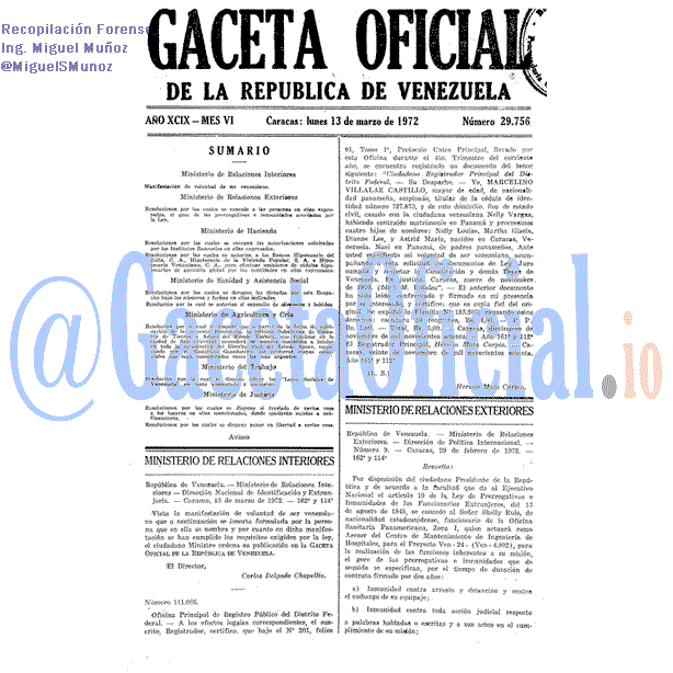 Gaceta Oficial 29756 del 13 Marzo 1972