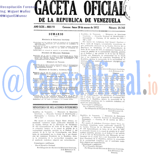 Gaceta Oficial 29762 del 20 Marzo 1972