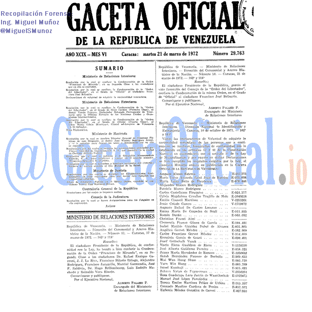 Gaceta Oficial 29763 del 21 Marzo 1972