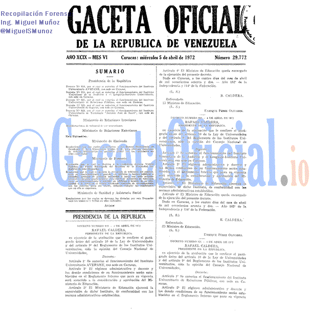 Gaceta Oficial 29772 del 5 Abril 1972