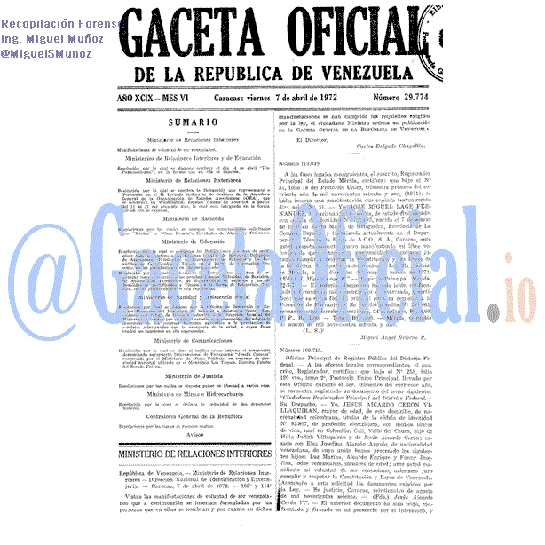 Gaceta Oficial 29774 del 7 Abril 1972