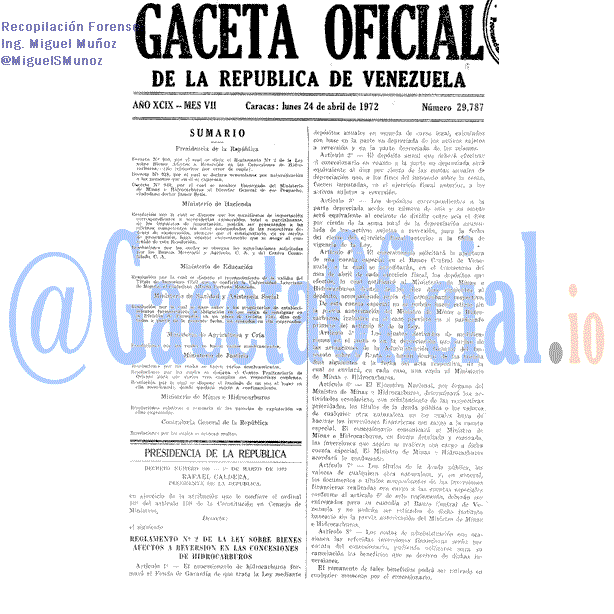 Gaceta Oficial 29787 del 24 Abril 1972