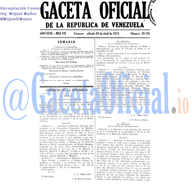 Gaceta Oficial 29792 del 29 Abril 1972