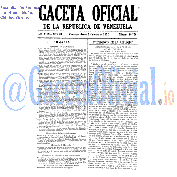 Gaceta Oficial 29796 del 5 Mayo 1972
