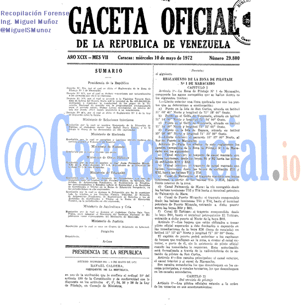 Gaceta Oficial 29800 del 10 Mayo 1972
