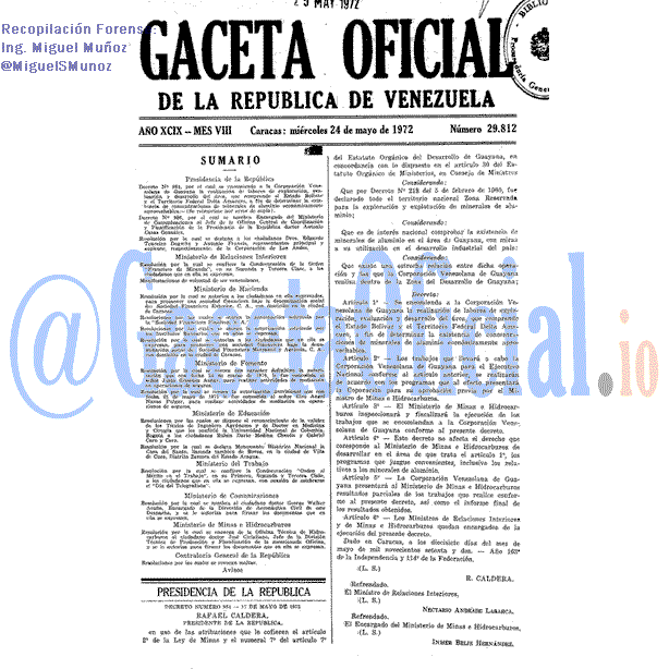 Gaceta Oficial 29812 del 24 Mayo 1972