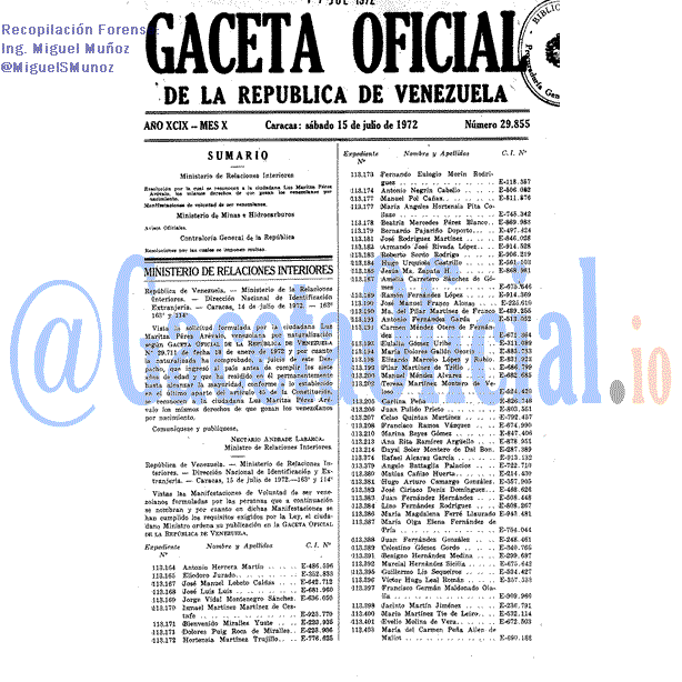 Gaceta Oficial 29855 del 15 Julio 1972