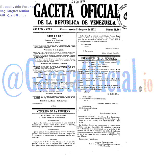 Gaceta Oficial 29868 del 1 Agosto 1972