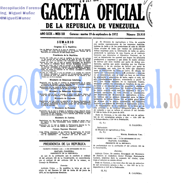 Gaceta Oficial 29910 del 19 Septiembre 1972