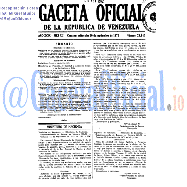Gaceta Oficial 29911 del 20 Septiembre 1972