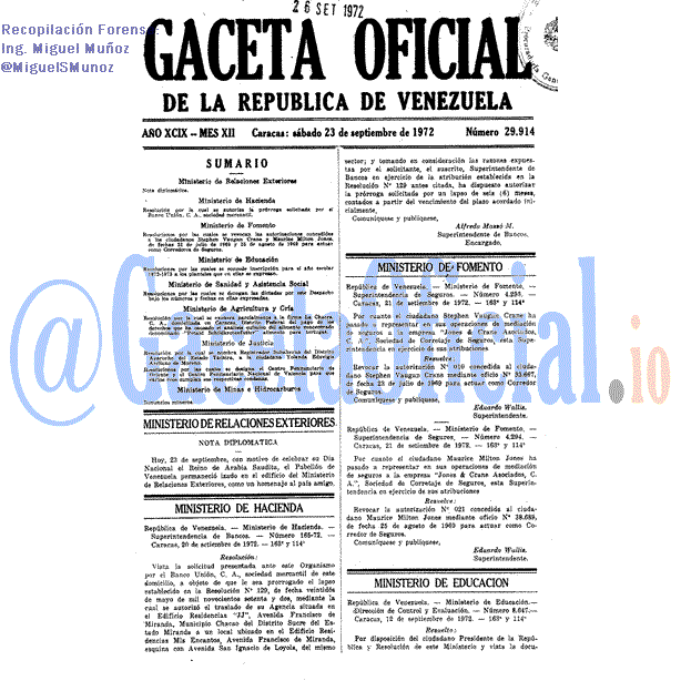 Gaceta Oficial 29914 del 23 Septiembre 1972