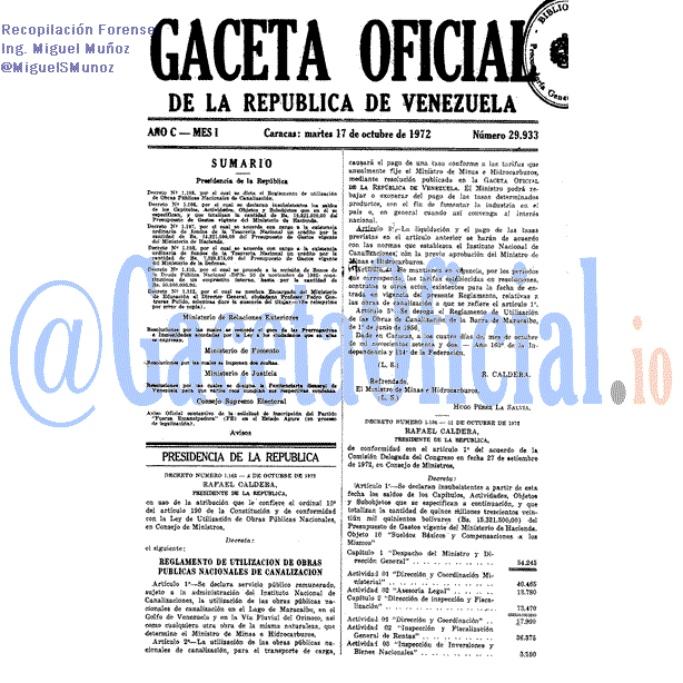 Gaceta Oficial 29933 del 17 Octubre 1972
