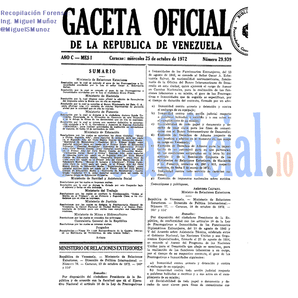Gaceta Oficial 29939 del 25 Octubre 1972