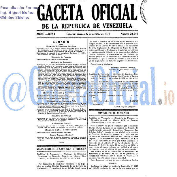 Gaceta Oficial 29941 del 27 Octubre 1972