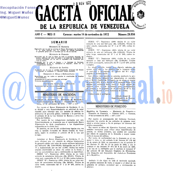 Gaceta Oficial 29956 del 14 Noviembre 1972