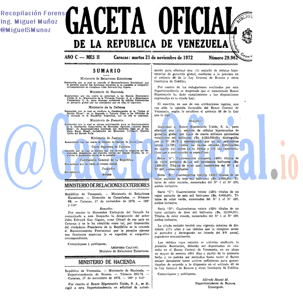 Gaceta Oficial 29962 del 21 Noviembre 1972