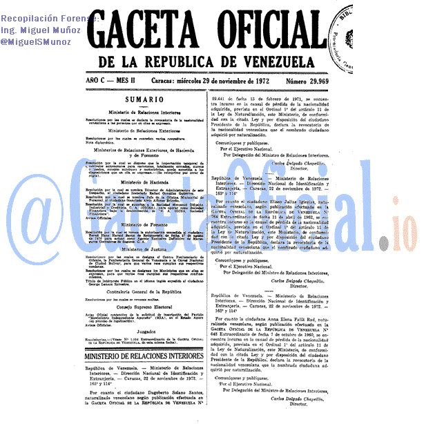 Gaceta Oficial 29969 del 29 Noviembre 1972