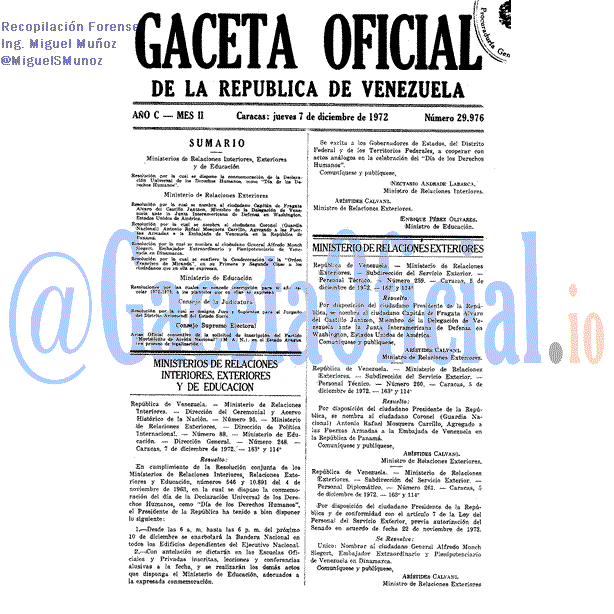 Gaceta Oficial 29976 del 7 Diciembre 1972