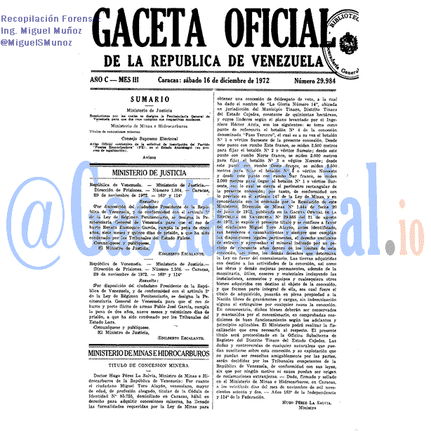Gaceta Oficial 29984 del 16 Diciembre 1972