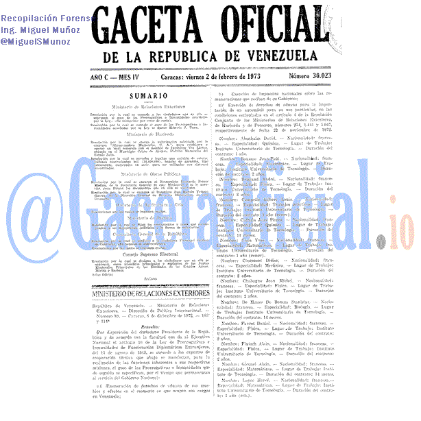 Gaceta Oficial 30023 del 2 Febrero 1973