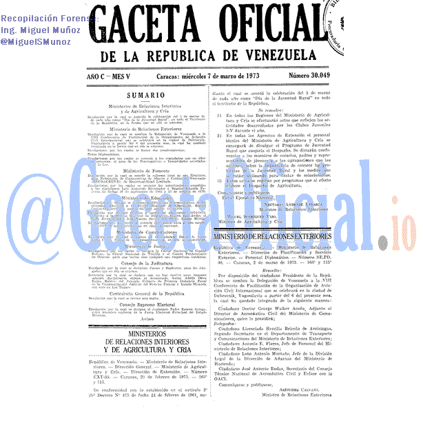 Gaceta Oficial 30049 del 7 Marzo 1973