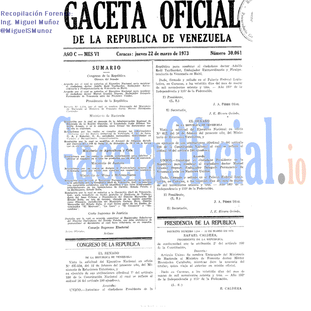 Gaceta Oficial 30061 del 22 Marzo 1973