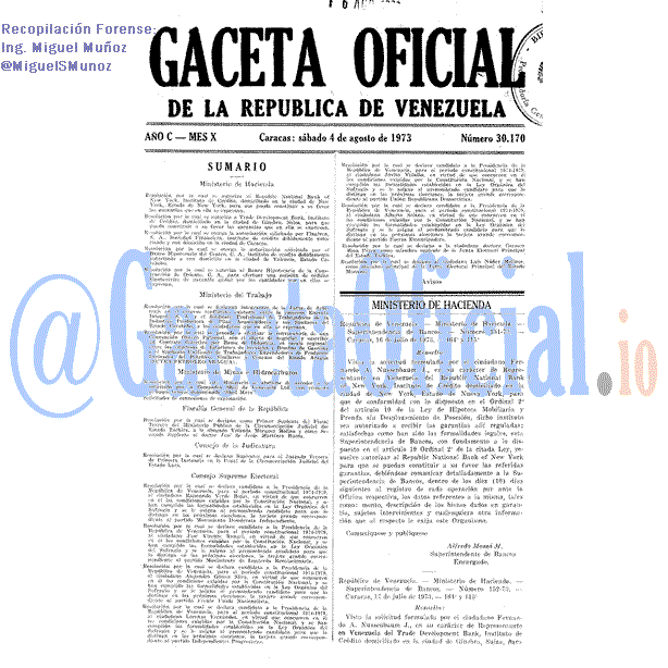 Gaceta Oficial 30170 del 4 Agosto 1973