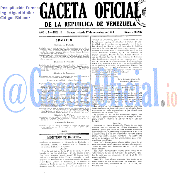 Gaceta Oficial 30258 del 17 Noviembre 1973