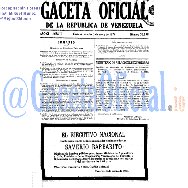 Gaceta Oficial 30298 del 8 Enero 1974