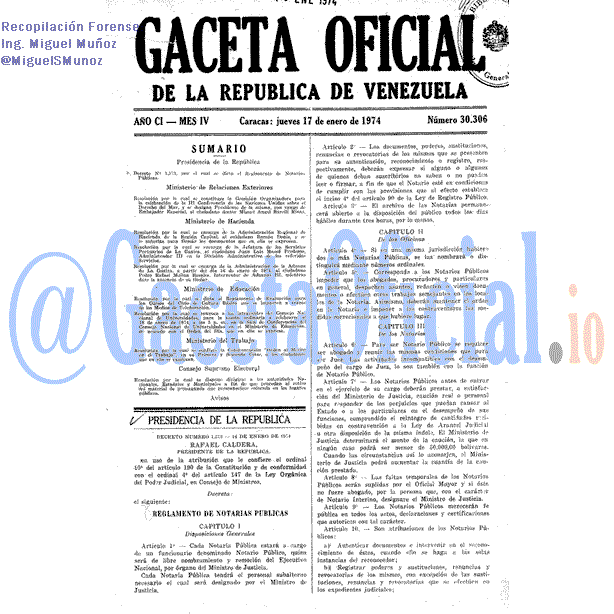Gaceta Oficial 30306 del 17 Enero 1974