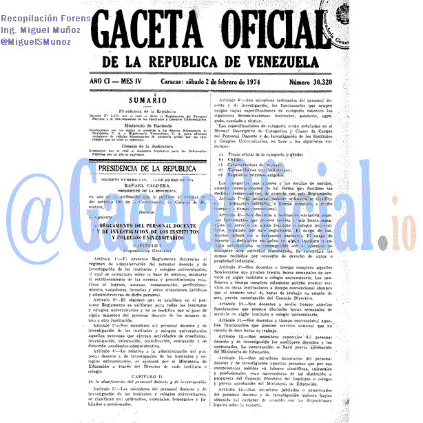 Gaceta Oficial 30320 del 2 Febrero 1974