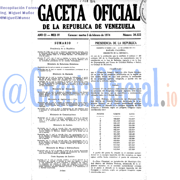 Gaceta Oficial 30322 del 5 Febrero 1974