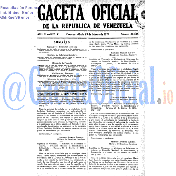 Gaceta Oficial 30338 del 23 Febrero 1974