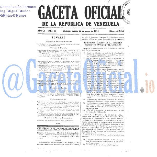 Gaceta Oficial 30359 del 23 Marzo 1974