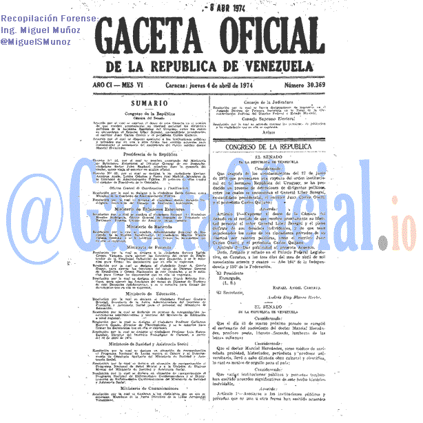 Gaceta Oficial 30369 del 4 Abril 1974