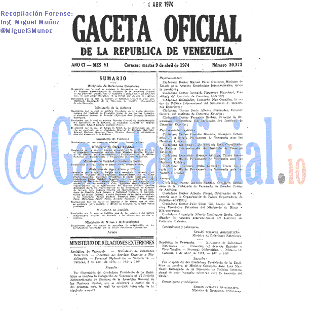 Gaceta Oficial 30373 del 9 Abril 1974