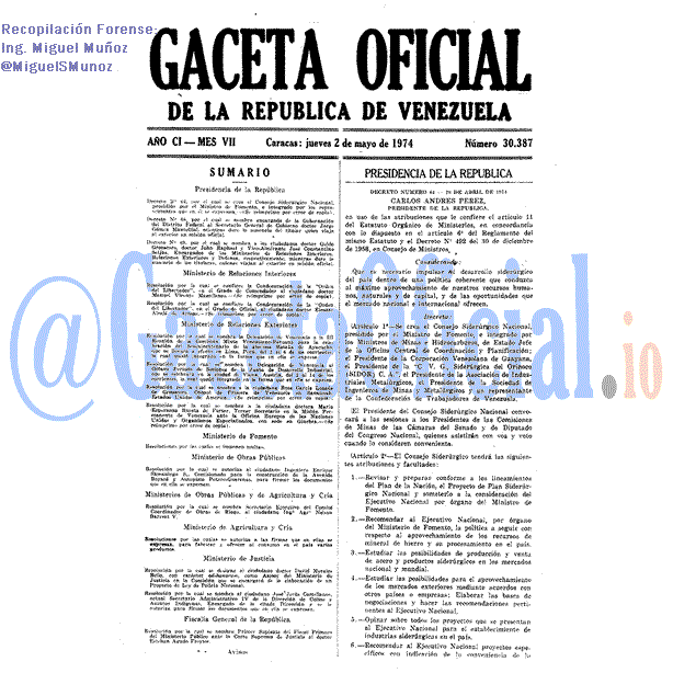 Gaceta Oficial 30387 del 2 Mayo 1974
