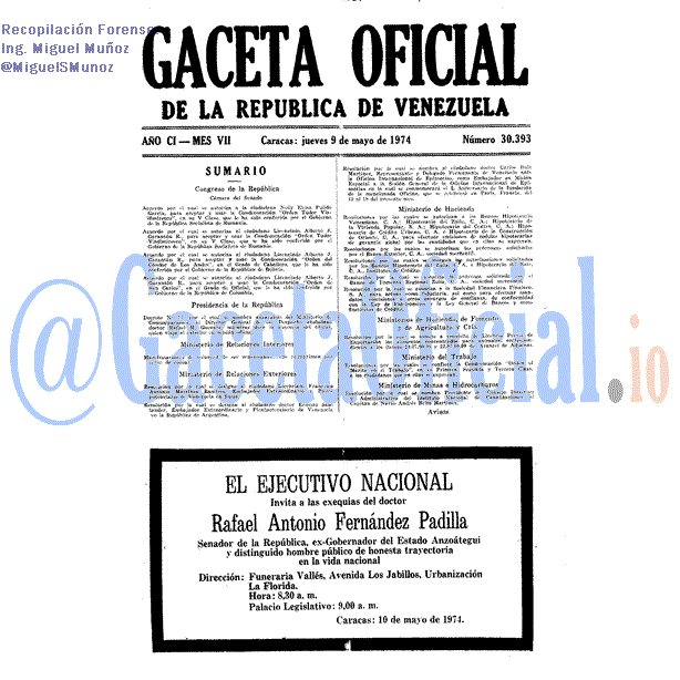 Gaceta Oficial 30393 del 9 Mayo 1974