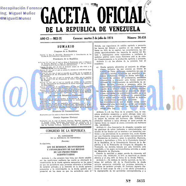 Gaceta Oficial 30438 del 2 Julio 1974