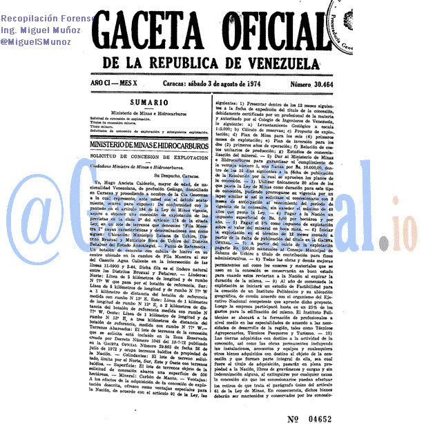 Gaceta Oficial 30464 del 3 Agosto 1974