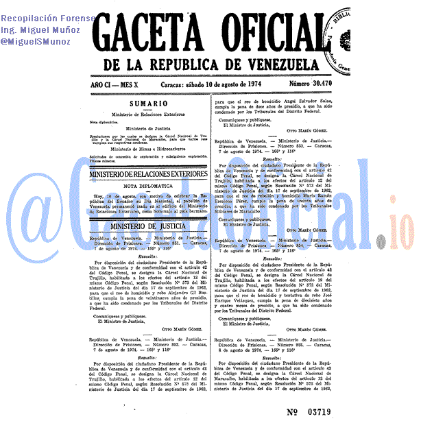 Gaceta Oficial 30470 del 10 Agosto 1974