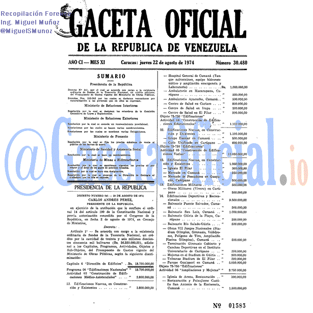 Gaceta Oficial 30480 del 22 Agosto 1974