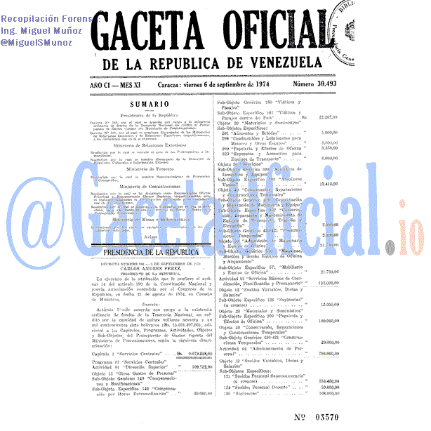 Gaceta Oficial 30493 del 6 Septiembre 1974
